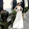 White Tube Top Skirt Set Female Hottie Low Waist Long Dress Vacation Two-piece Dress