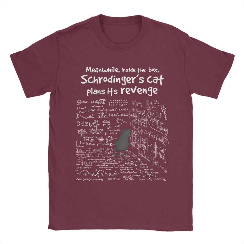 Herren Schrödinger's Katze Mathematik T-Shirt Reines Baumwollkleidung Vintage Kurzarm Rundhals T-Shirts Übergröße T-Shirt
