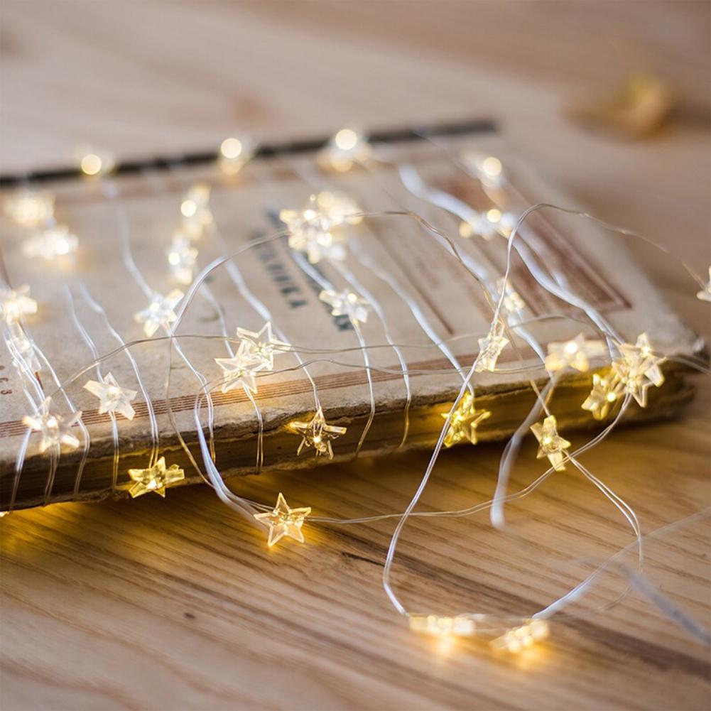 1M/2M/5M Star Copper Light String Room Decoration LED Fairy Lights Christmas Xmas Decorative Garland LED String Light Battery Powered Light