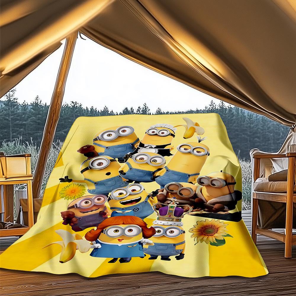 1pc Minions Outdoor Personalized Flannel Blanket, Soft, Lightweight Personalized Flannel Blanket, Digital Printing,