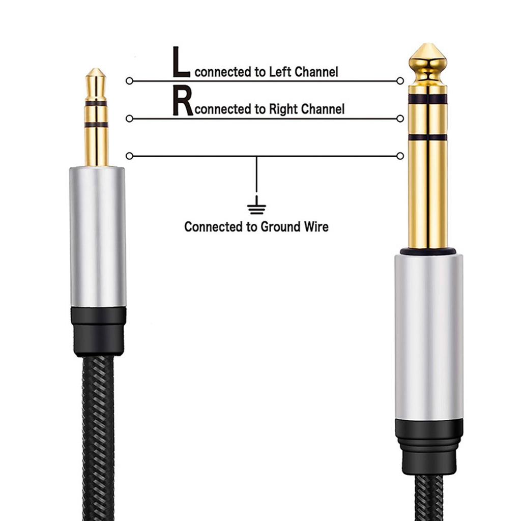 1/8 To 1/4 Stereos Cable 3.5mm TRS To 6.35mm Music Cable Guitar To Male Cord Nylon Braideds for Laptop Home Theater