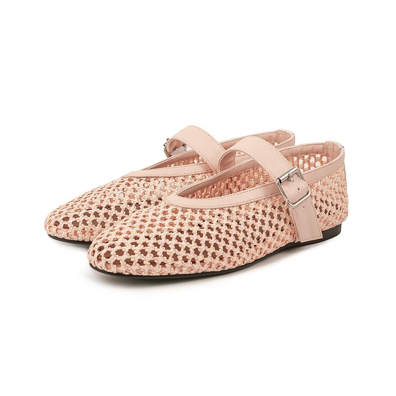 Fashion Summer Woven Hollow Out Flat Sole Single Shoes Comfortable Women Low Heel Commuting Studentsshoes Fashionable Handmade Sandal 45