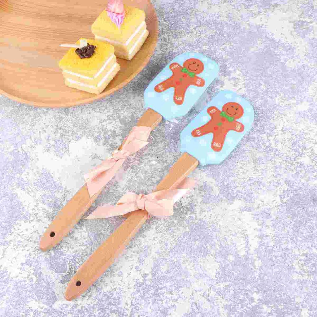 2 Pcs Stir Cream Spatulas Tortilla Biscuit Christmas Scraper Man Baker Cookware