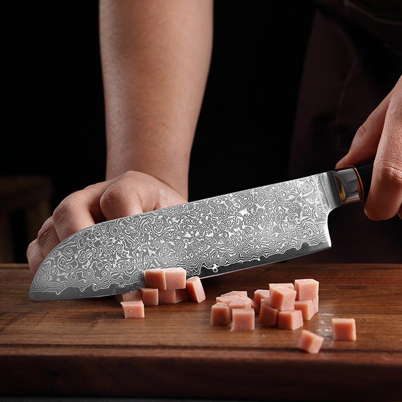 67 Layers Damascus Steel Kitchen Santoku Knife Meat Cleaver Knife Vegetable Cutter Slicer