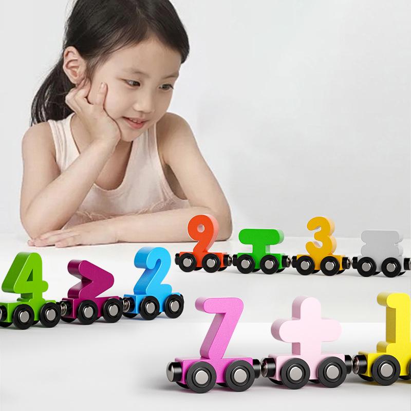 1 Set Wooden Magnetic Number Train Toys Montessori Educational Toy Train Kit Early Cognition Learning Teaching Sets For Toddlers