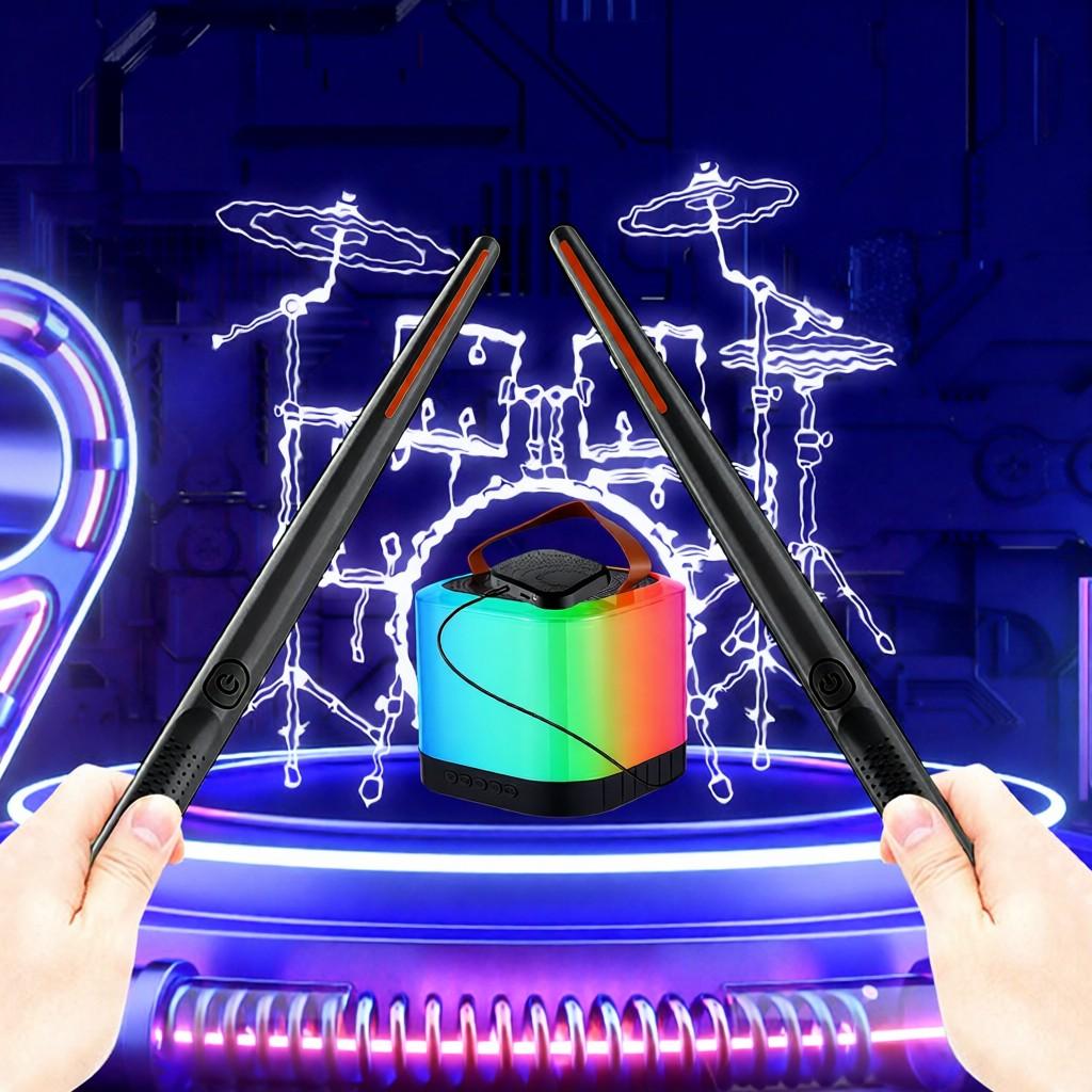 Motion sensing air drum sticks portable smart electronic drum air drumsticks green
