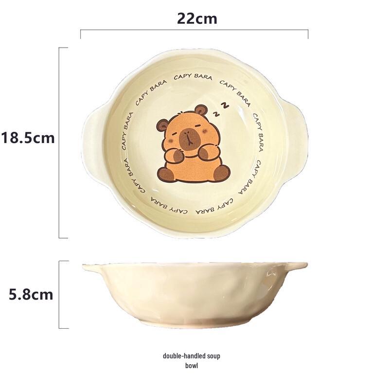Abay Capybara 8-inch Enamel Instant Noodle Bowl Set of 3