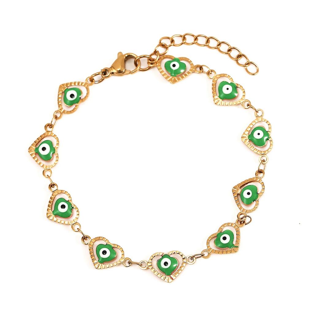 Fashion Stainless Steel Bracelet Loving Evil Eye Enamel Bead Jewelry Men and Women Devil Eye Bracelet Mexico Turkish Boho Gifts
