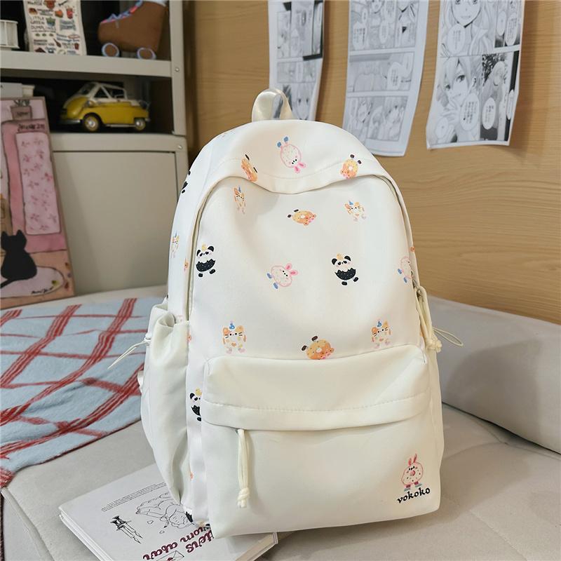 

Сумка для студента з мультяшним принтом, рюкзак великої місткості для подорожей, жіночий рюкзак білий