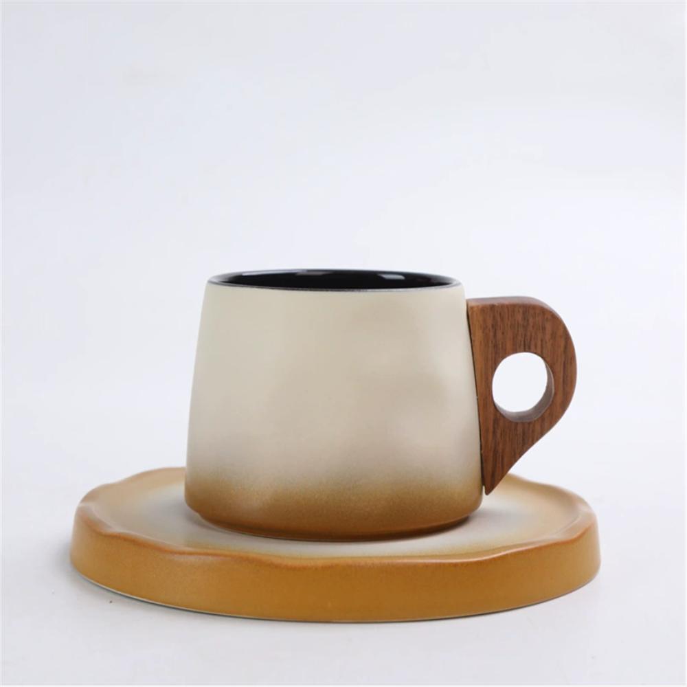 1X Japanese Style Creative Retro Ceramic Coffee Cup Mugs Saucer Set Tea Coarse Coffee Milk Cups Mug