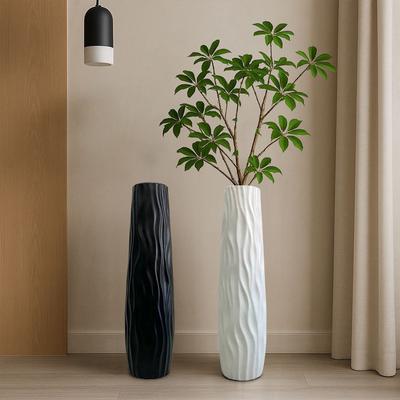 Textured Floor Standing Vase Modern Tall Vase Exquisite Line Design Vase for Home Living Room