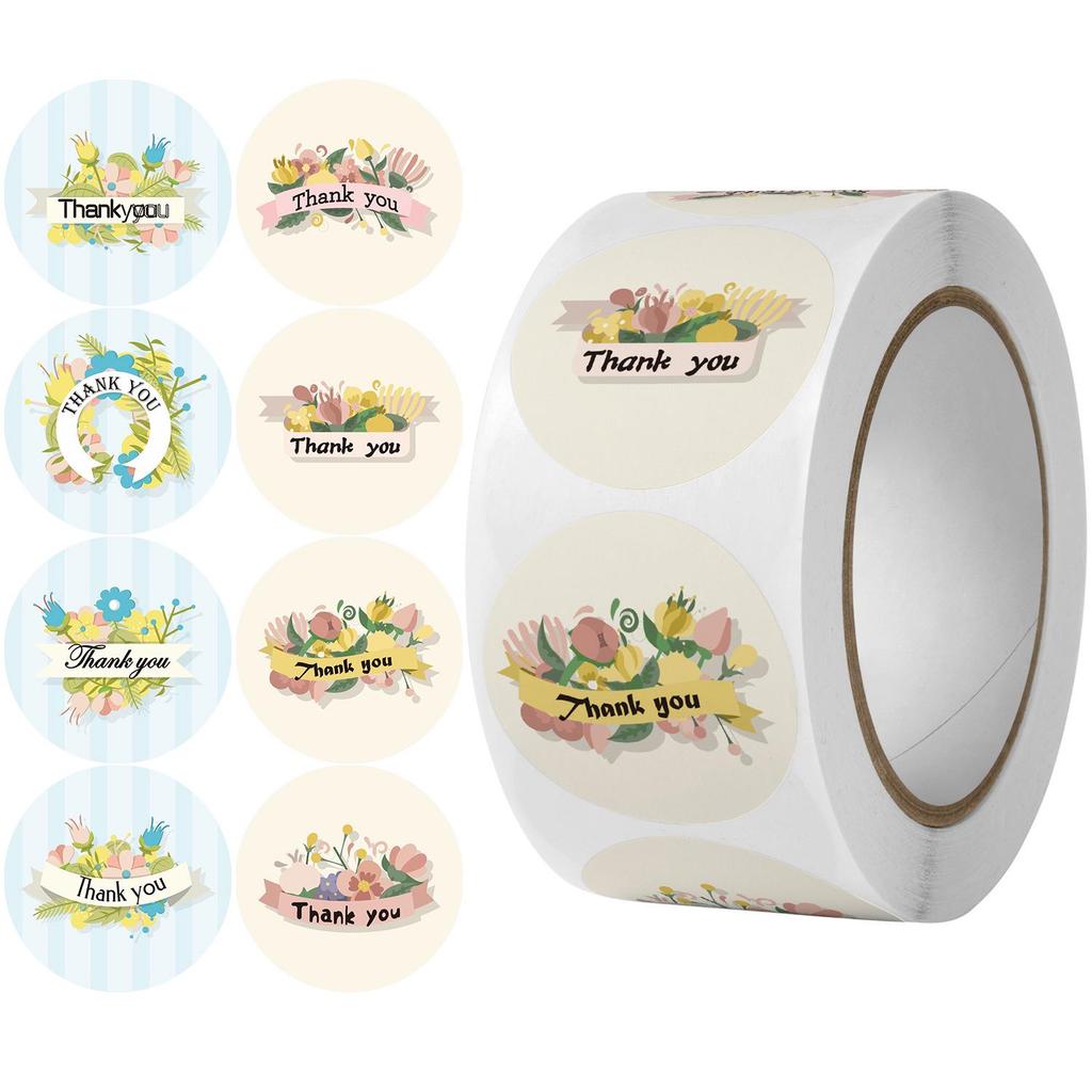 500 Self-Adhesive Thank You, Dessert, Cake, & Baking Stickers - Cartoon & Floral Styles for Children & Wedding Rewards