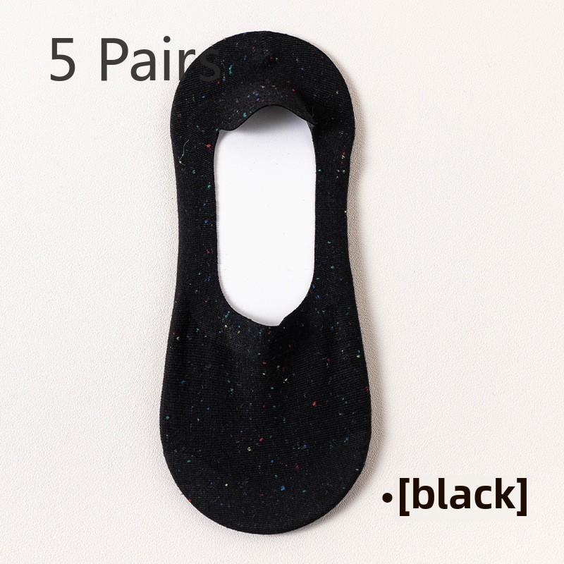 5 Pairs of Boat Socks for Women Simple Shallow Mouth Summer Thin Socks for Women Spring and Summer Silicone Non-slip