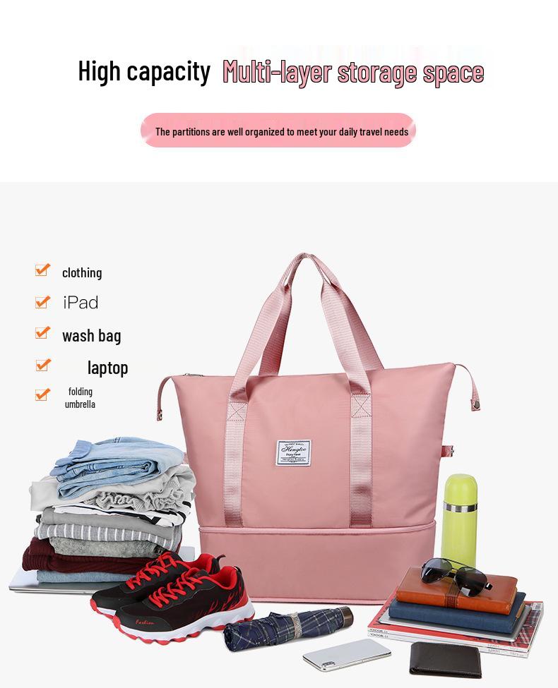 Women's Large Waterproof Travel Bag with Dry/Wet Separation, Expandable Storage, Ideal for Fitness, Swimming, Business Trips