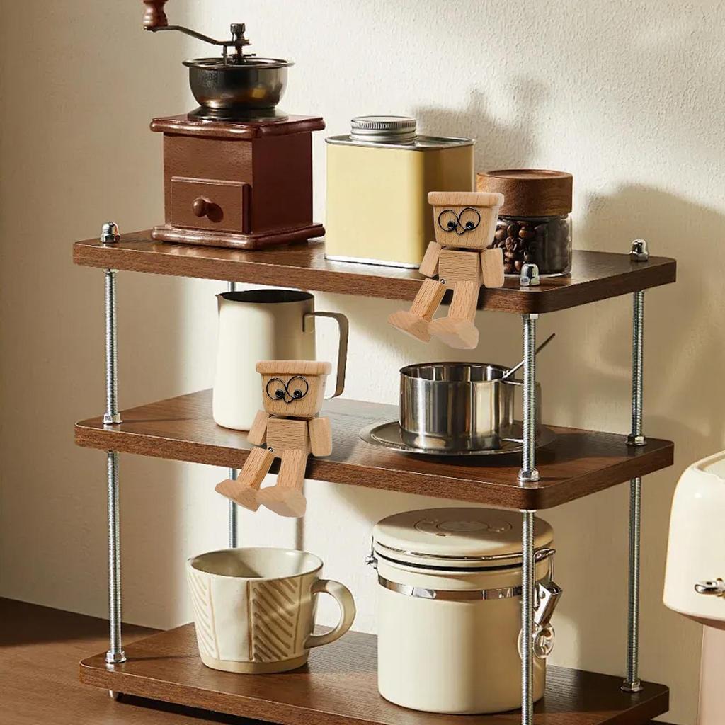 Desk Wooden Figure Shaking Feet Wooden Doll Human Shape Funny Sculpture Dashboard Movable Ornament for Study Travel Road Trip