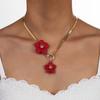 Bohemian White Flower Flat Snake Bone Chain Pendant Necklace for Women Elegant Gold OT Chain Necklace Jewelry Holiday Gift