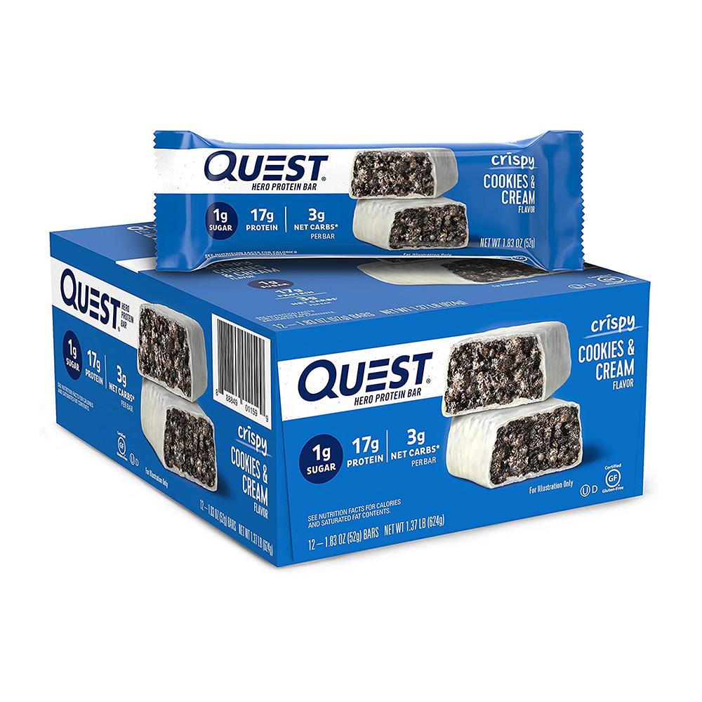 Hero Protein Bar Crispy Cookies & Cream (12 Bars), 1 Set