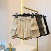 Women's Retro High-Waisted Ripped Denim Cargo Shorts with Big Pockets, A-Line Summer Style