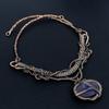 Lapis Lazuli Necklace Handmade Jewelry, 999 Copper Wire Wrapped Necklace Designer Gemstone Jewelry Adjustable Chain Necklace Gift For Mom