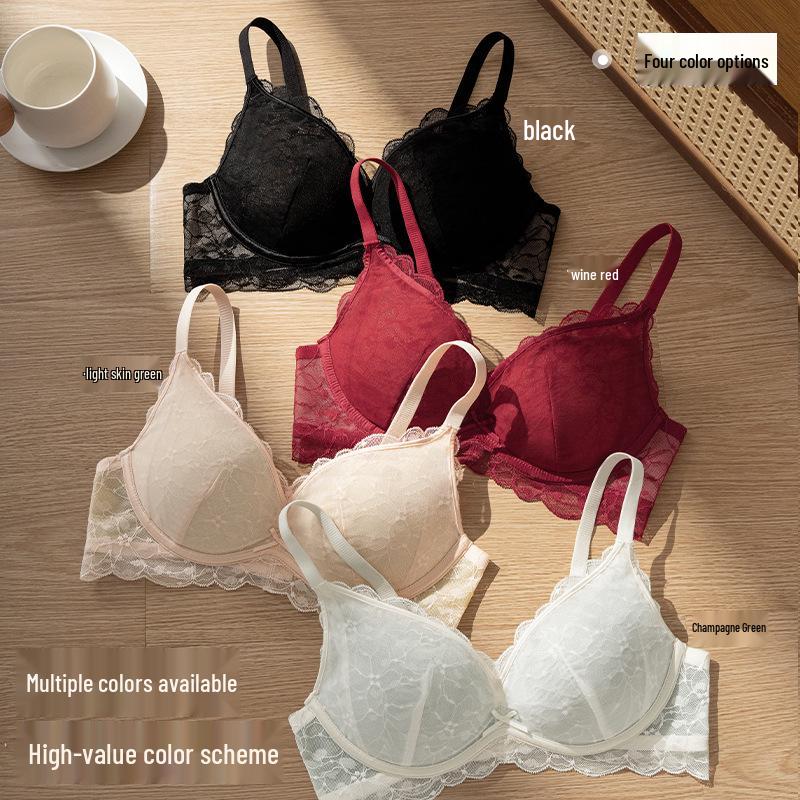 Romantischer Push-Up-BH aus französischer Spitze: Bequemes, Anti-Hänge-, Drahtloses Design für Teenager