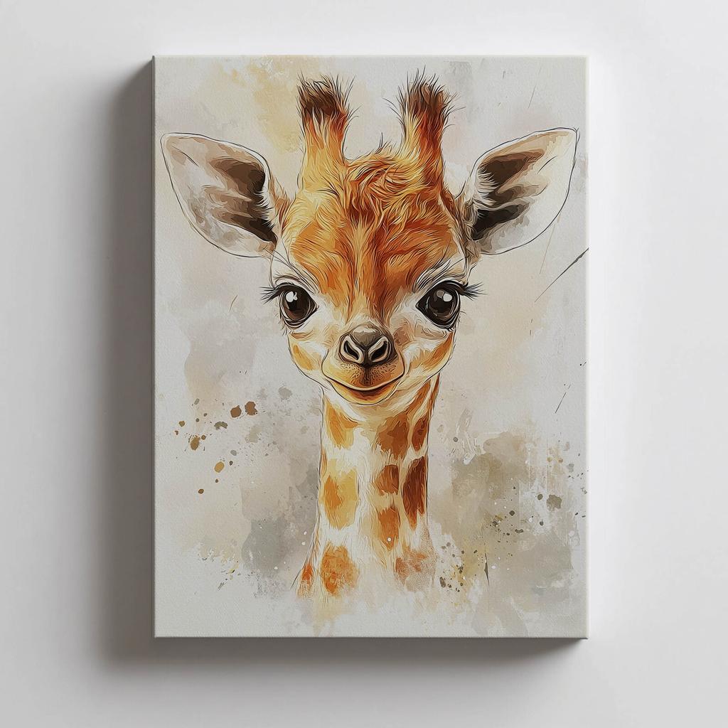 Urocza Twarz Małej Żyrafy Urocza Twarz Małej Żyrafy, 30X40 Cm, Rama Drewniana Biała, Papier Matowy 230 Gsm