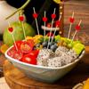 100 Long Red Cocktail Picks, Toothpicks, Sandwiches, Appetizers, And Cooked Skewers Suitable For Birthdays And Weddings