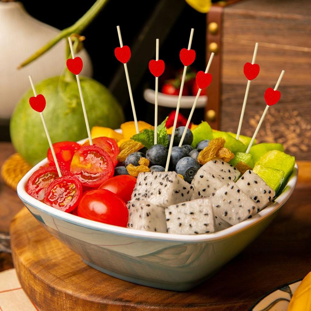 100 Long Red Cocktail Picks, Toothpicks, Sandwiches, Appetizers, And Cooked Skewers Suitable For Birthdays And Weddings
