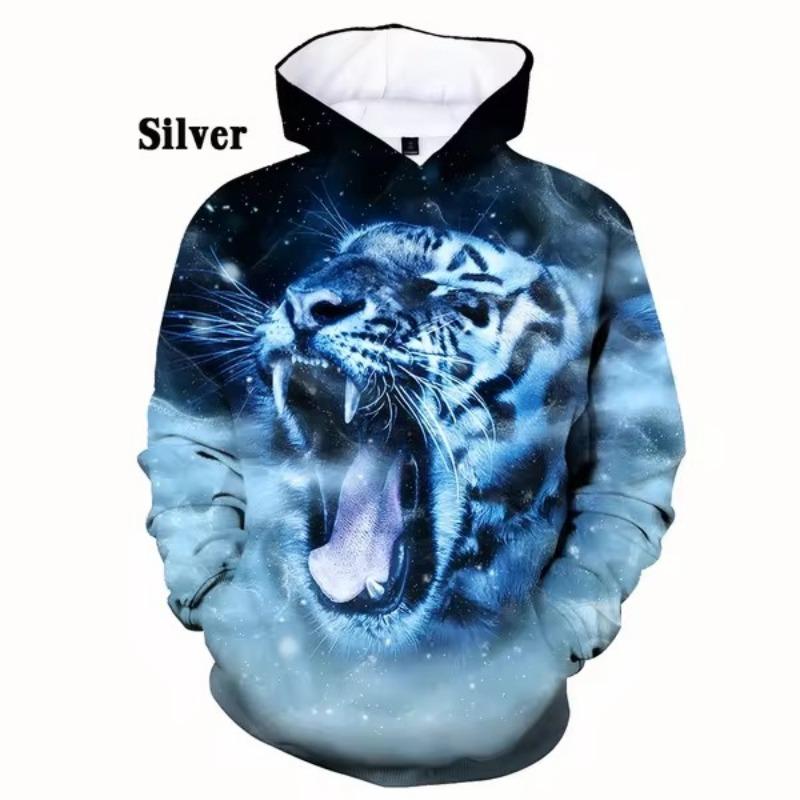 

Мужская мода толстовки с капюшоном 3d Белый Черный тигр Принт толстовки 2XL