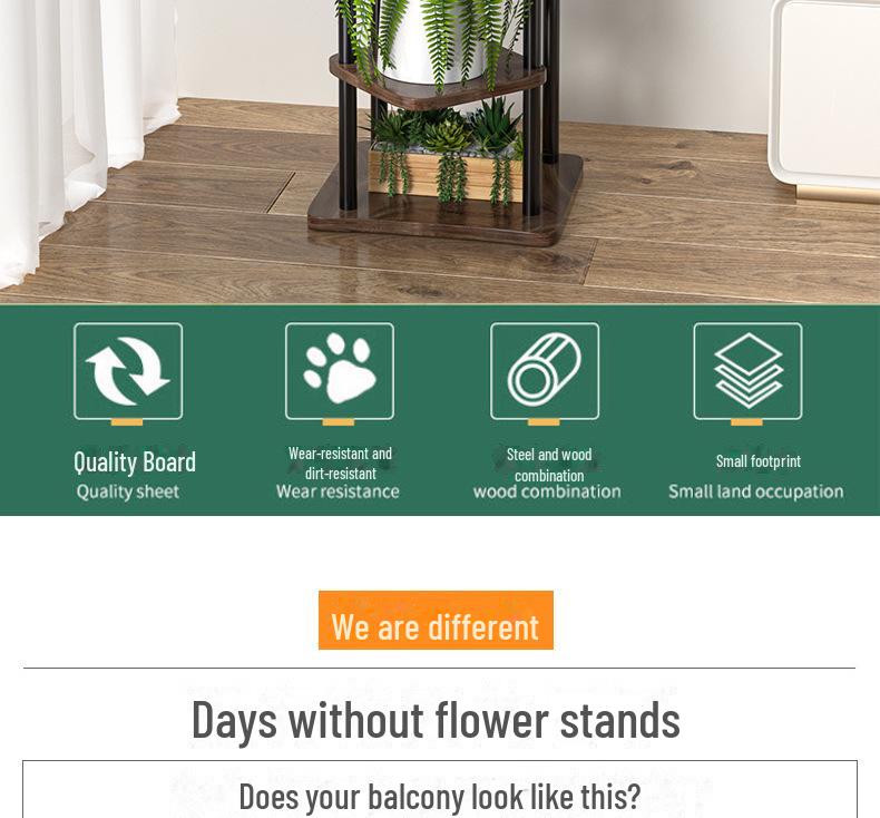 Indoor Floor-Standing Multi-Layer Iron Flower Pot Rack - Light Luxury for Living Room & Balcony