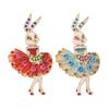 Emaille-Brosche Funkelnde Strasssteine Eingelegt Tanzender Hase Design-Pin Märchen-inspirierter Schmuck Anzüge Pullover Mäntel Accessoires