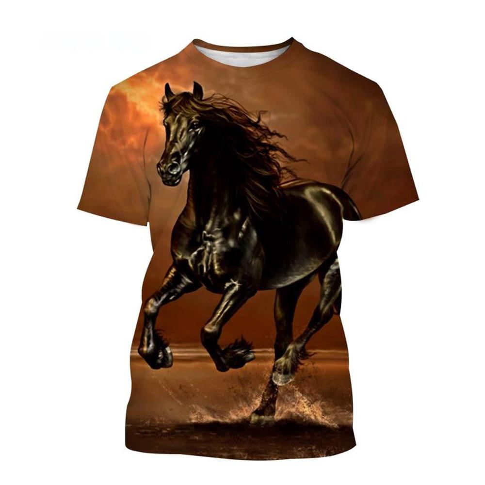 Summer Hot-Selling Fashion Animal Horse 3D Print Men's T-Shirt Casual Harajuku Style Comfortable Short Sleeve Top