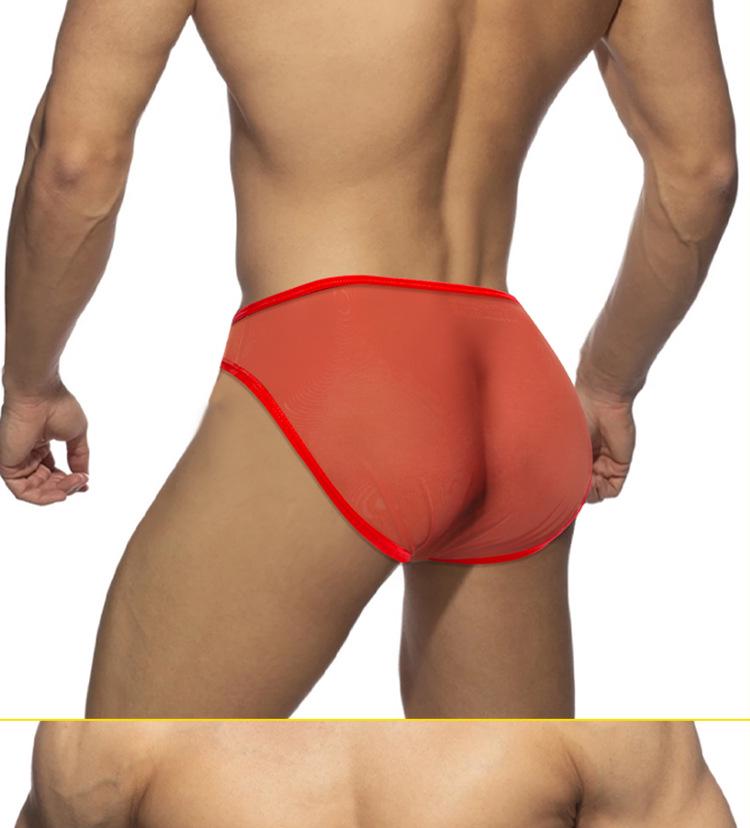 Men's Transparent Low-Rise Breathable Pouch Briefs for Sports Fitness