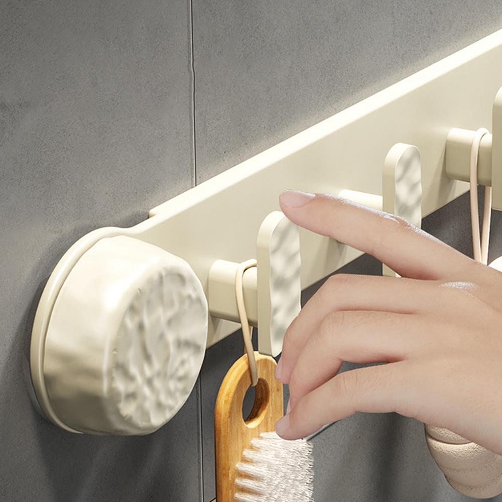 Coat Rack Wall Mounted Rotating Suction Cup Hat Rack With 5 Hooks Towel Hook Hat Organizer For Bathroom Kitchen Bedroom