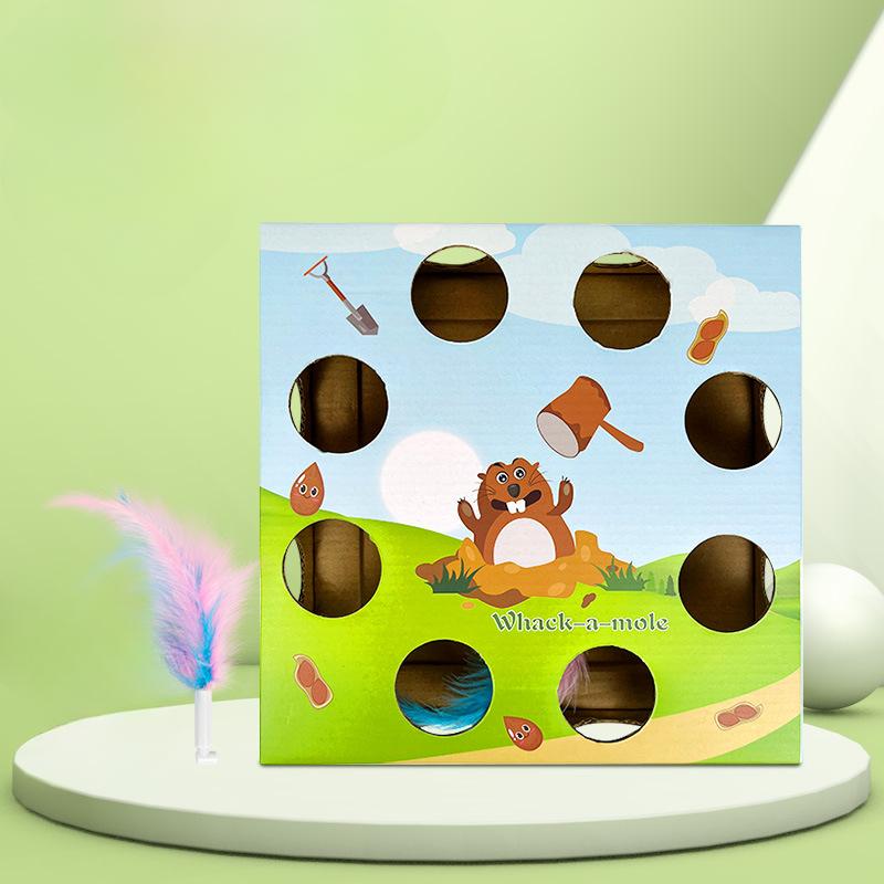 

Рождественский электрический питомец «Бей крота» Коробка для кошек, чтобы развлечь кошку Поворотная гофрированная коробка, чтобы развлечь кошку и развеять скуку Интерактивные игрушки 25 * 25 * 6.5cm