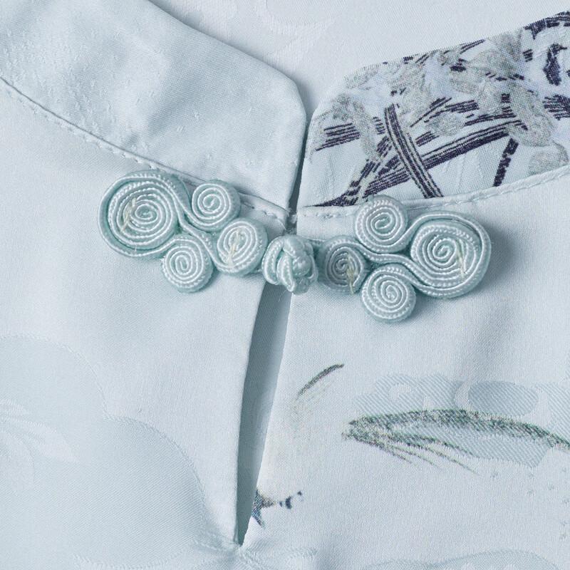 New Chinese Style Floral Chiffon T-shirt & Pants Set