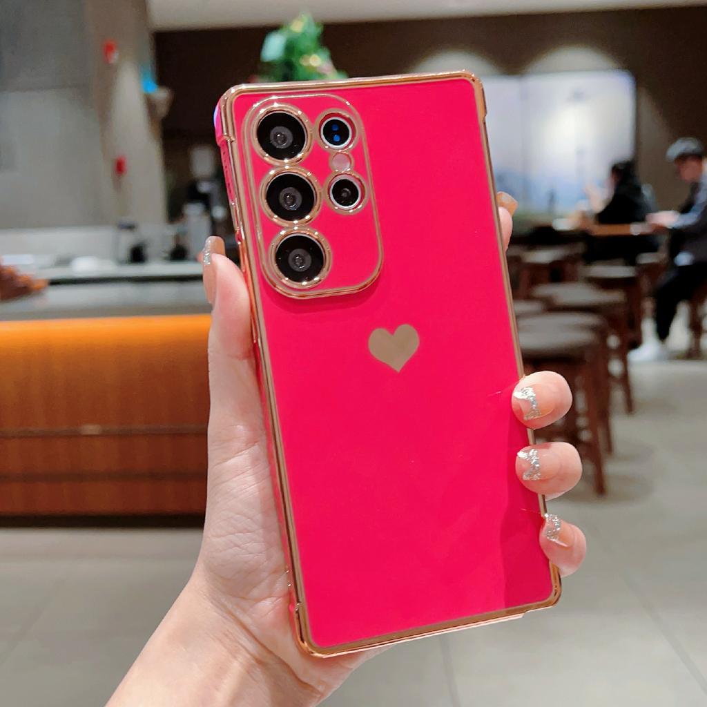 Pro Samsung Galaxy S26 Ultra Pouzdro Zadní kryt telefonu z TPU Pokovený vzor srdce