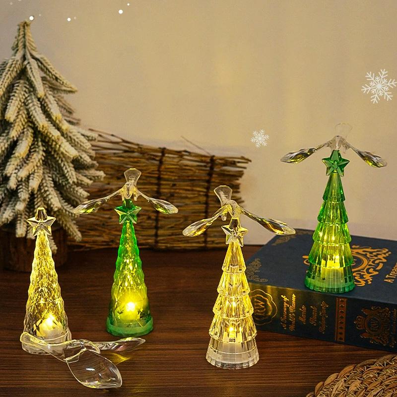 1PC Flying Bird Light LED Rotating Crystal Multicolor Xmas Tree Desktop Ornament Christmas Gift