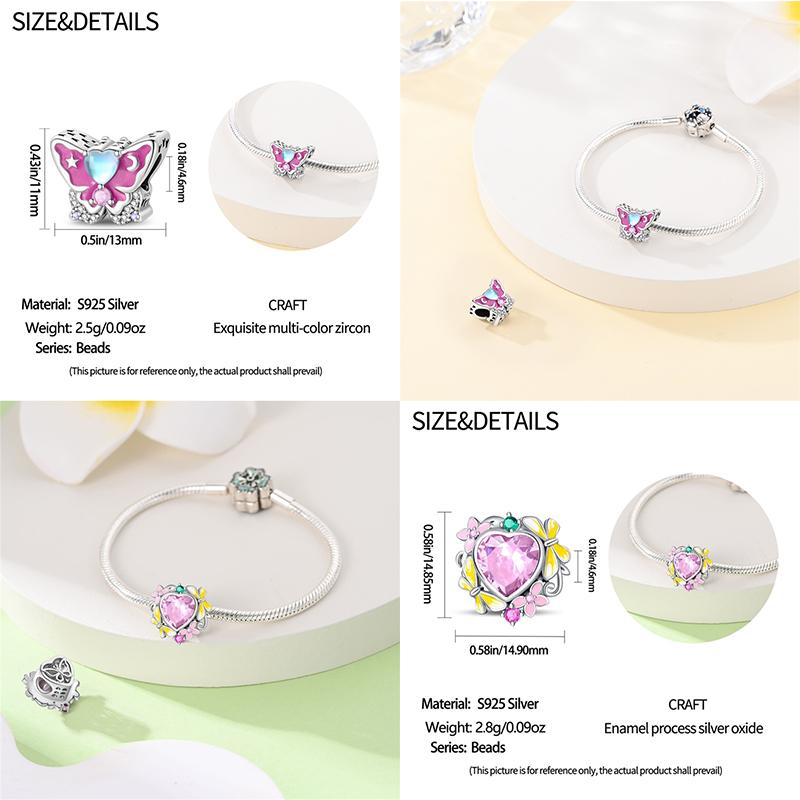 Copper Metal Butterfly Flower Vibrant Colorful Series Charm Bead Components Bead Components Compatible With Pan Authentic Original Bracelets Do It