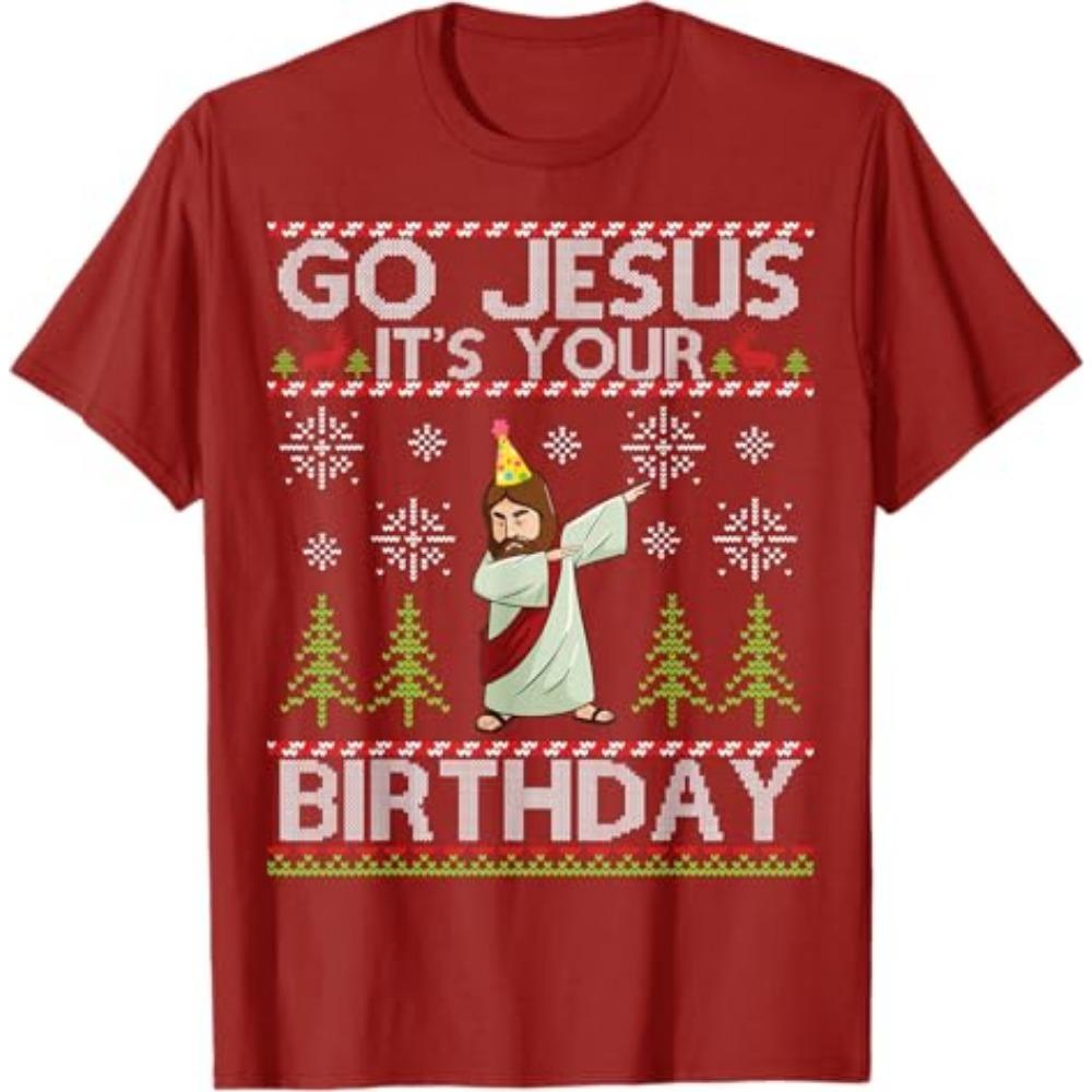 Dabbing Go Jesus Es Ist Dein Geburtstag Frohe Weihnachten Tag T-Shirt Herren Kleidung Papa Ehemann Weihnachten Kostüm Geschenke Lustiger Spruch T-Shirt