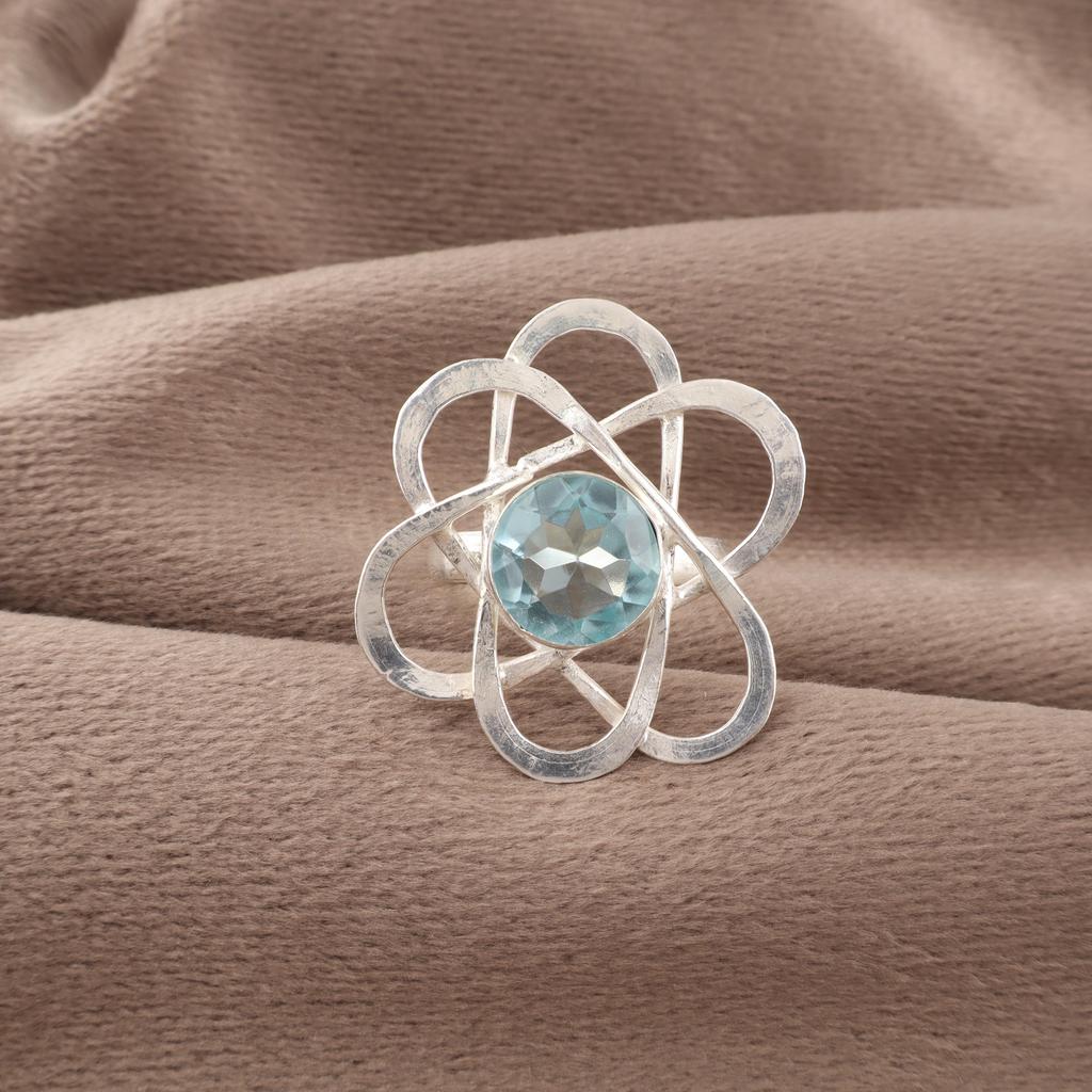 Sky Blue Topaz Gemstone Ring, Handmade Gorgeous Jewelry, 925 Solid Sterling Silver Jewelry, Bohemian Ring For Wedding Gift