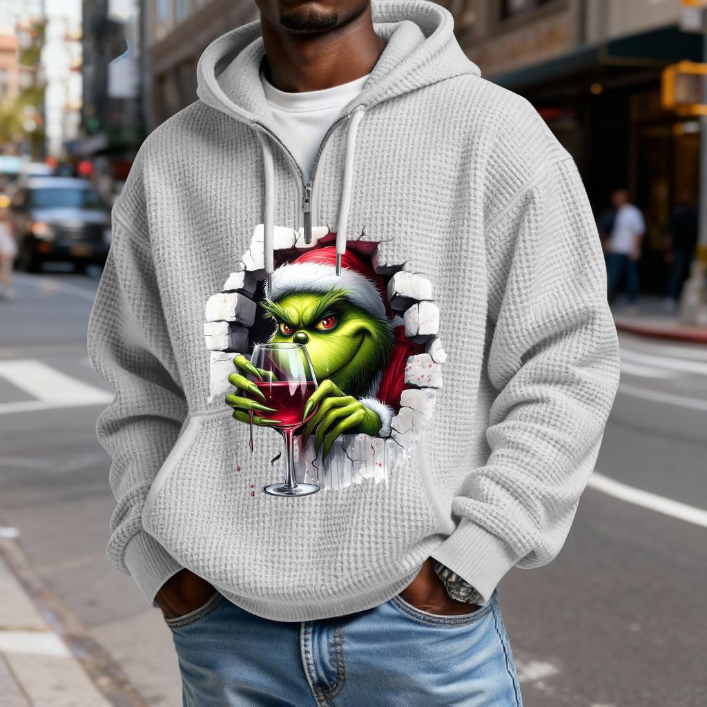 Mokaloha Men's Casual Solid Color  Zipper Long Sleeve Hooded Sweatshirt, Everyday Zipper Casual Long Sleeve T-Shirt