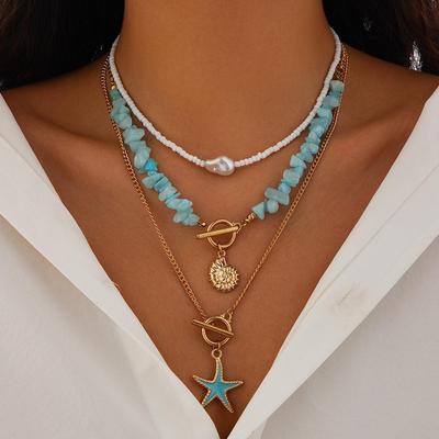 Baroque Style Starfish Pendant Multi-Layer Pearl Necklace