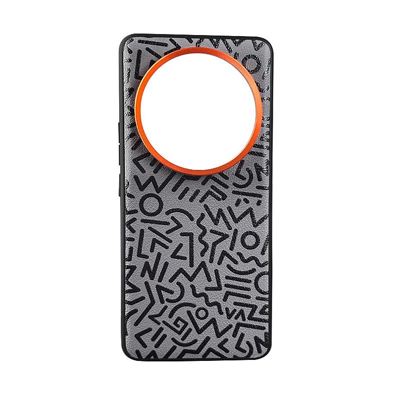 Bemalte Geometrische Graffiti Einfache Lederhülle für Xiaomi 13 Ultra Mi 14 Ultra Mi14 Pro Metall-Kamera-Öffnung Unabhängige Tastenabdeckung