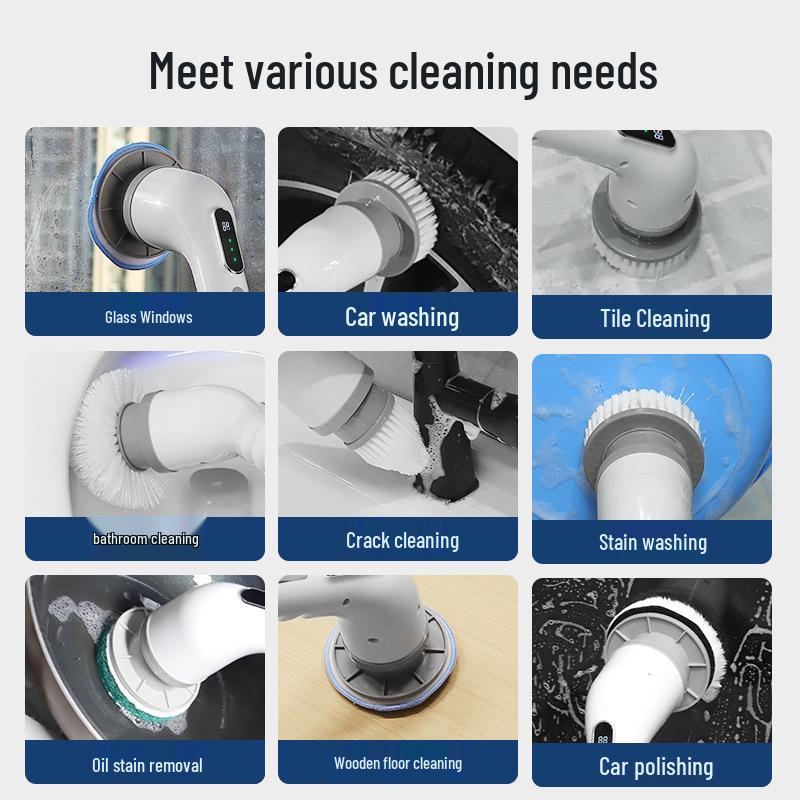 Multi-Speed Electric Cleaning Brush for Kitchen & Bathroom – Versatile Handheld Scrubber with Dual-Length Use