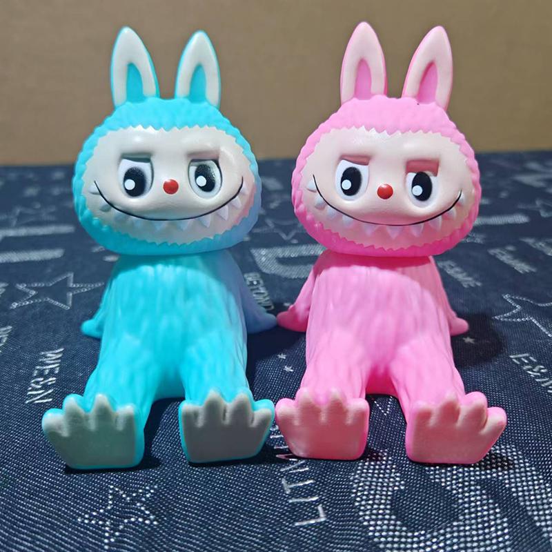 Labubu Blind Box The Monsters Heart-Moving Macaron Doll Mobile Phone Holder Figure Tabletop Ornament Doll Kid Birthday Gift