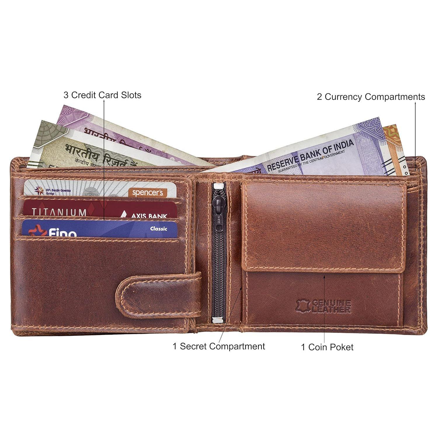 Мужской кожаный кошелек Oliver карамельно-коричневого цвета 13 X 11 X 2.5 CM коричневый — фото 3