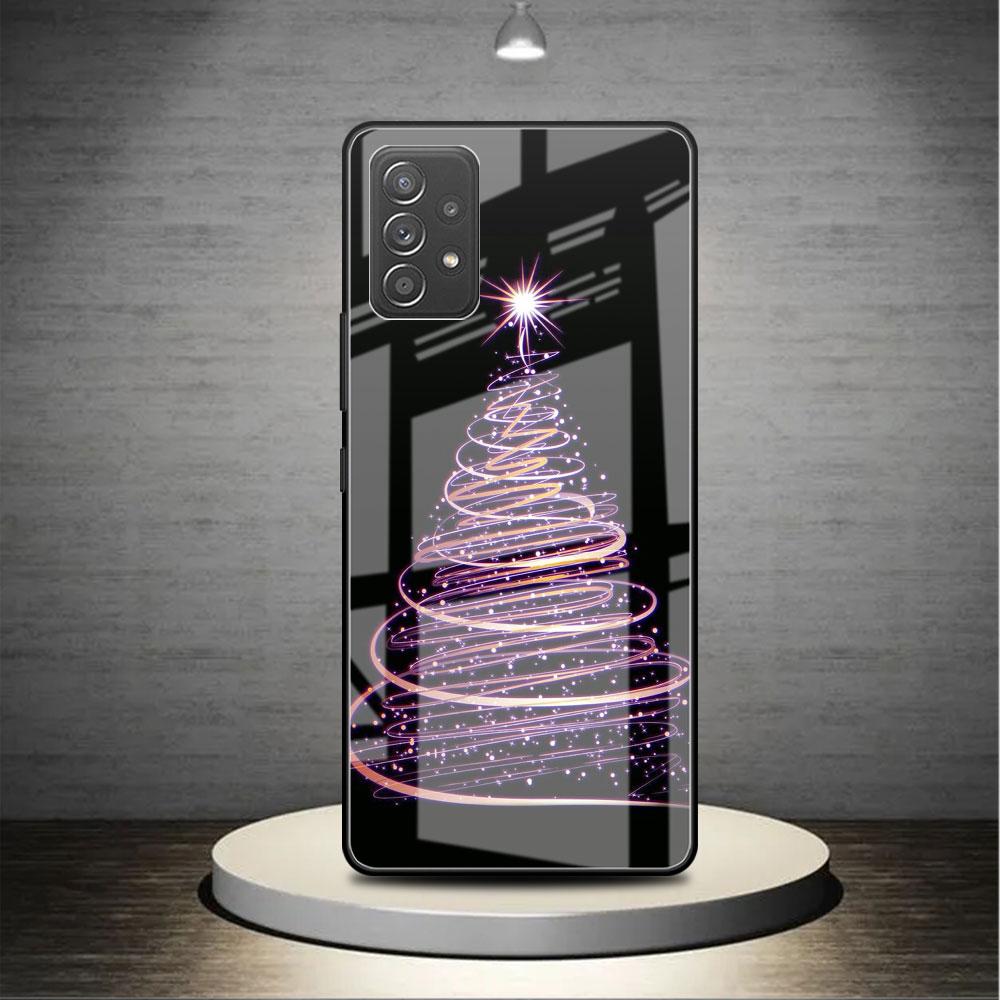 Merry Christmas Tree Deer Glass Case For Samsung Galaxy A52 A71 A50 A51 A70 A21s A31 A72 A10 A12 A30 A22 5G Phone Cover