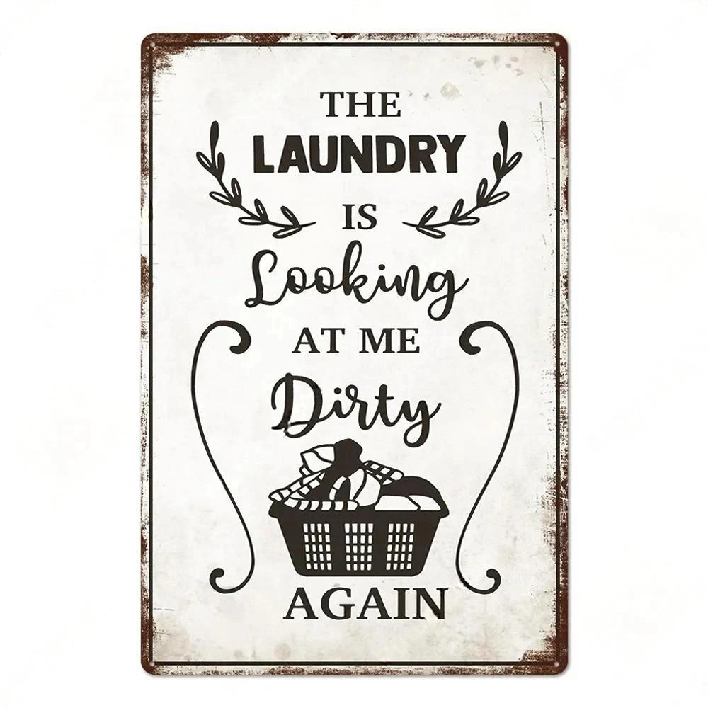 Laundry Room Billboard Vintage Metal Tin Sign Decor Funny Poster Plate Rust Decorative Plaque Tinplate Dry Clean Store Signs