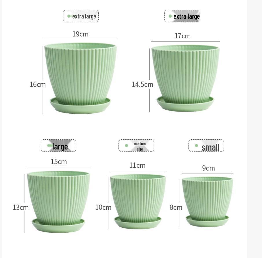 Thickened Plastic Resin Flower Pot: Imitation Ceramic with Vertical Stripes, Colored for Succulents and Floral Decor.