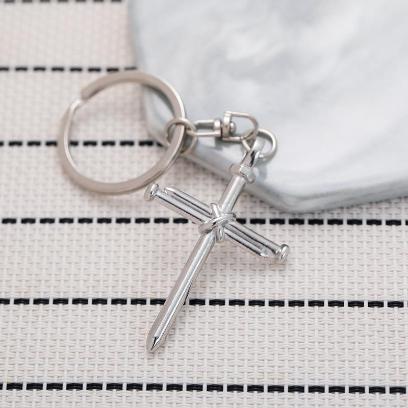 Gold Silver Black White Splicing Cat Stainless Steel Keychain Cute Cartoon Design Fashion Couple Pendant Practical Backpack Decoration